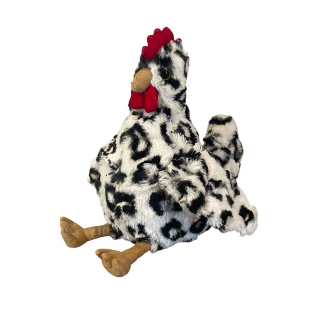 Manhattan Toy Chicken White Black Spotted Stuffed Plush Animal Toy 9”